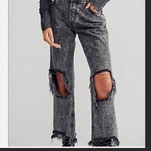 NWT FREE PEOPLE MAGGIE MID-RISE STRAIGHT BLACK JEANS--SIZE 26